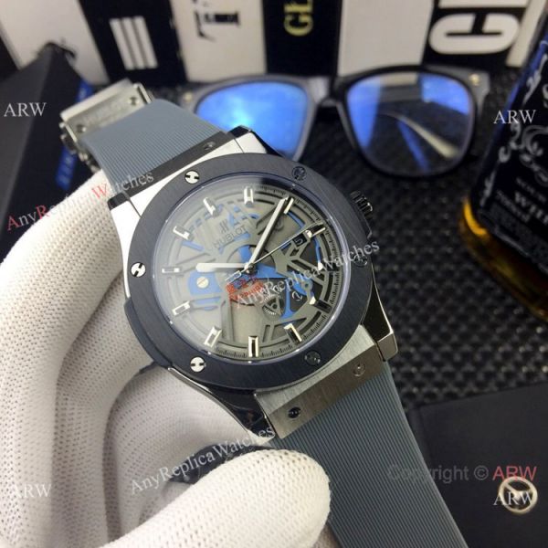 Replica Hublot Classic Fusion 43mm watches Black Bezel Rubber Strap Replica Hublot Classic Fusion 43mm watches Black Bezel Rubber Strap