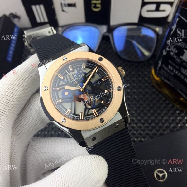New Style Hublot Classic Fusion Rose Gold Bezel Rubber Strap Watches New Style Hublot Classic Fusion Rose Gold Bezel Rubber Strap Watches