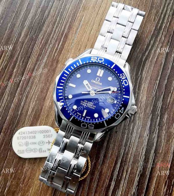 Copy Omega Seamaster Diver 300M James Bond Replica Watch Stainless Steel Blue Bezel Copy Omega Seamaster Diver 300M James Bond Replica Watch Stainless Steel Blue Bezel