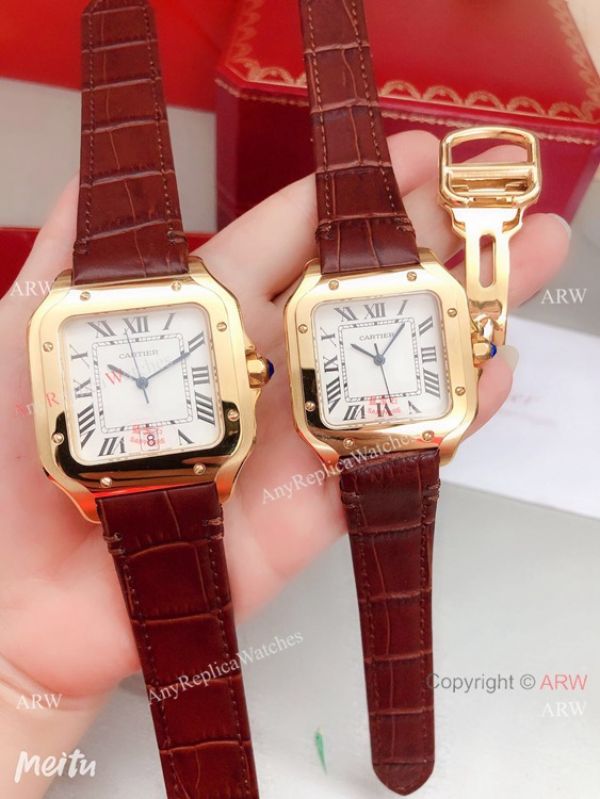 2019 Replica Cartier Santos de Lovers Watch Blue Leather Strap 2019 Replica Cartier Santos de Lovers Watch Blue Leather Strap