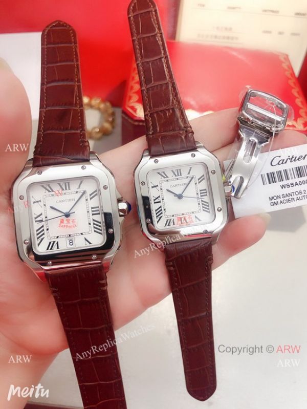 Buy Replica Cartier Santos de SS White Roman Dial Watch Quartz Buy Replica Cartier Santos de SS White Roman Dial Watch Quartz