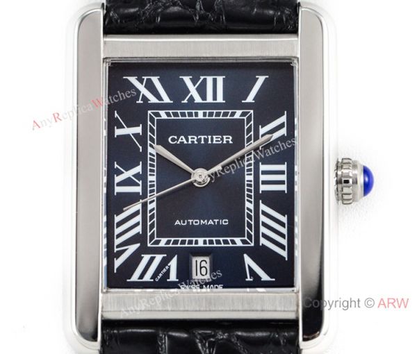 (ER) Grade 1A SwissTank Solo Cartier Watch Copy SS Black Roman Face (ER) Grade 1A SwissTank Solo Cartier Watch Copy SS Black Roman Face