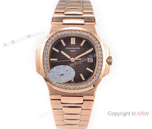 OE Factory Patek Philippe 5713G Nautilus Watches Copy Rose Gold Diamond bezel OE Factory Patek Philippe 5713G Nautilus Watches Copy Rose Gold Diamond bezel