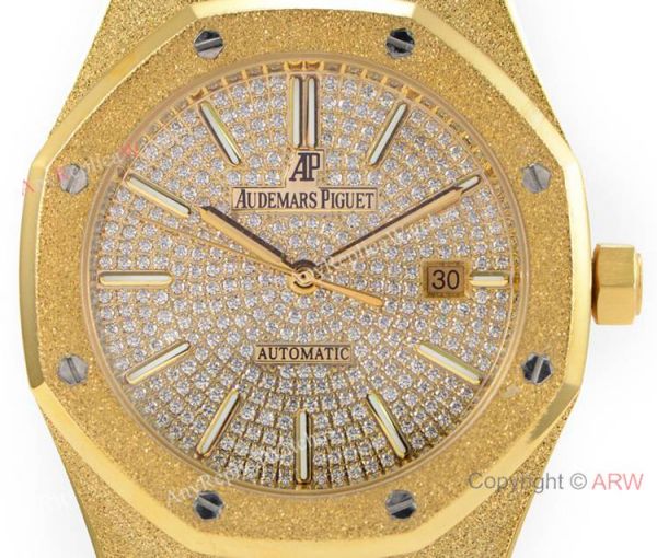 N9 Factory Audemars Piguet Royal Oak Frosted Gold Swiss 3120 Watch w-Diamond N9 Factory Audemars Piguet Royal Oak Frosted Gold Swiss 3120 Watch w-Diamond