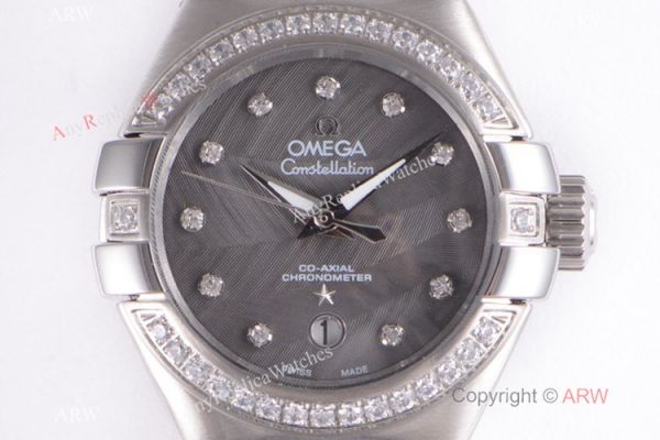 Swiss Replica Omega Constellation 316L Steel Grey Mop Dial Watch Lady Swiss Replica Omega Constellation 316L Steel Grey Mop Dial Watch Lady