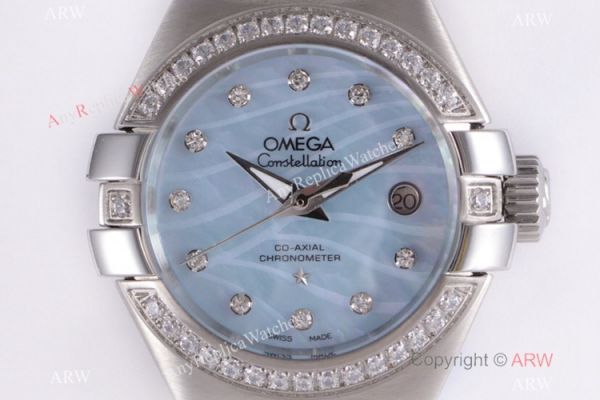 Swiss Replica Omega Constellation Stainless Steel Blue MOP Dial Watch 27mm Swiss Replica Omega Constellation Stainless Steel Blue MOP Dial Watch 27mm