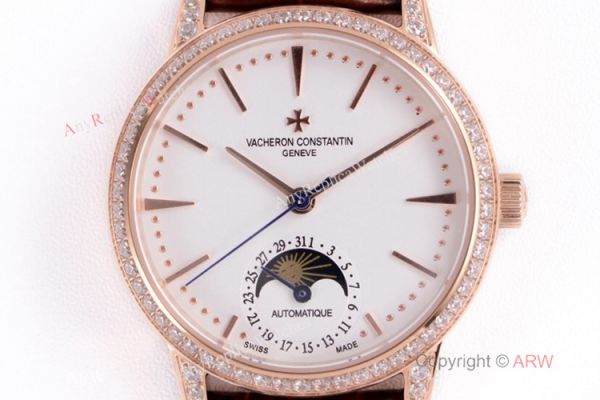 (VC) Vacheron Constantin Patrimony Moon Rose Gold Diamond Watch Swiss Replica (VC) Vacheron Constantin Patrimony Moon Rose Gold Diamond Watch Swiss Replica