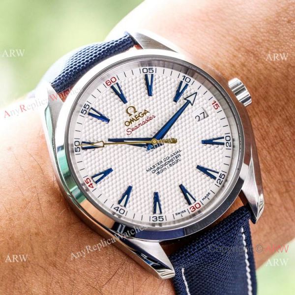 (VS)Swiss Copy OMEGA Seamaster Aqua Terra RYDER CUP Watch Blue Leather Strap (VS)Swiss Copy OMEGA Seamaster Aqua Terra RYDER CUP Watch Blue Leather Strap