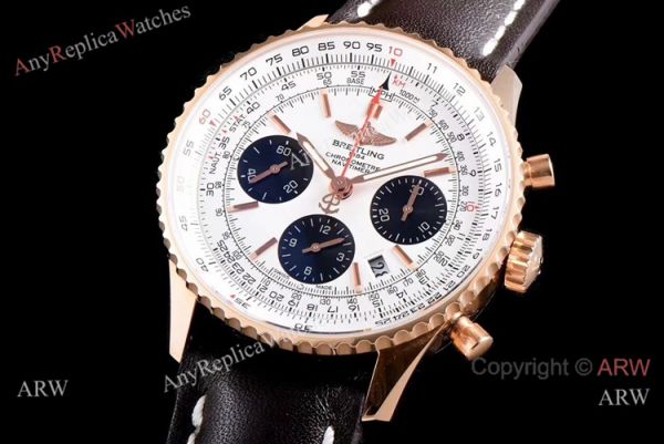 JF Factory Breitling Navitimer 01 Watch Rose Gold White Dial JF Factory Breitling Navitimer 01 Watch Rose Gold White Dial