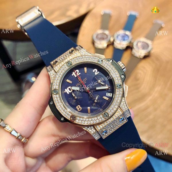 Copy Hublot Big Bang Rose Gold Diamond Blue Dial Watches Copy Hublot Big Bang Rose Gold Diamond Blue Dial Watches
