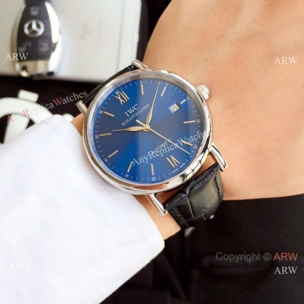 2019 Copy IWC Portofino 150th anniversary Watch Blue Dial Black Leather Band 2019 Copy IWC Portofino 150th anniversary Watch Blue Dial Black Leather Band