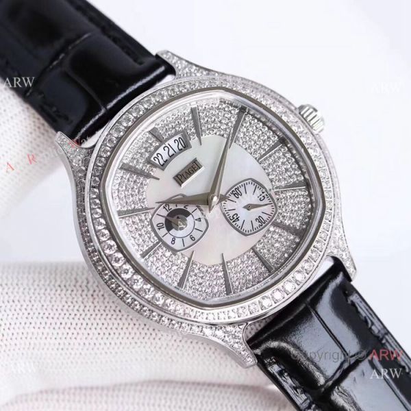 Swiss Grade Piaget Emperador Coussin Dual Time Zone Watch SS Diamond Swiss Grade Piaget Emperador Coussin Dual Time Zone Watch SS Diamond