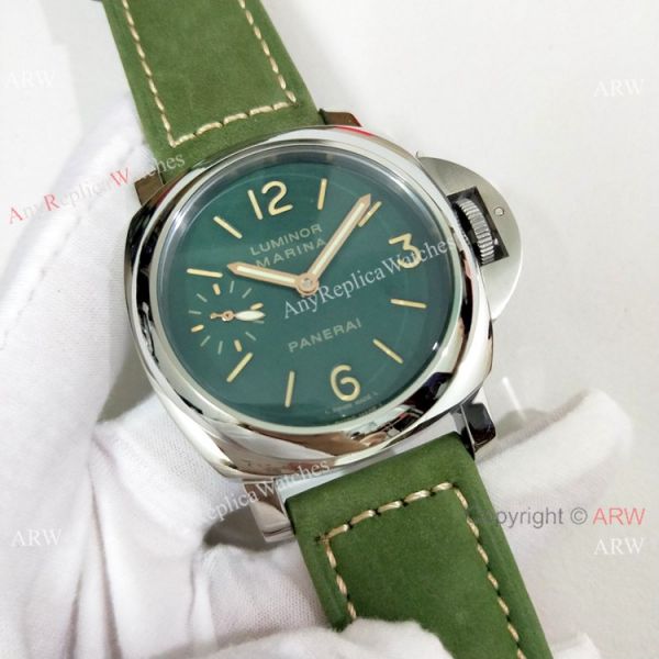 Luminor Marina Panerai Pam111 Copy Watch Green Face Leather Strap Luminor Marina Panerai Pam111 Copy Watch Green Face Leather Strap