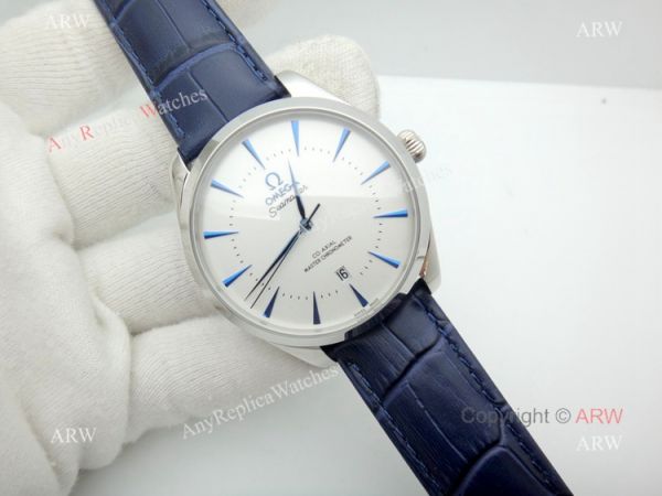 Low Price Omega Seamaster Automatic Watch Blue Leather Strap Low Price Omega Seamaster Automatic Watch Blue Leather Strap