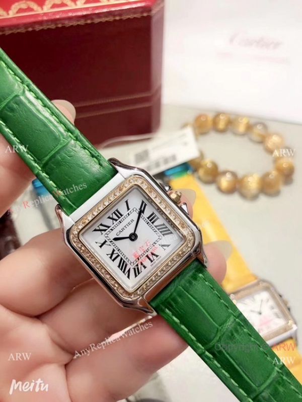 Fake Cartier Panthere de Cartier 27mm Watch 2 Tone Gray Leather Strap Fake Cartier Panthere de Cartier 27mm Watch 2 Tone Gray Leather Strap