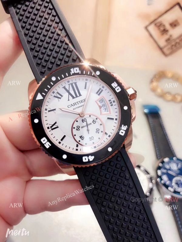 Copy Cartier Calibre De Diver Rose Gold Black Face Watches Copy Cartier Calibre De Diver Rose Gold Black Face Watches
