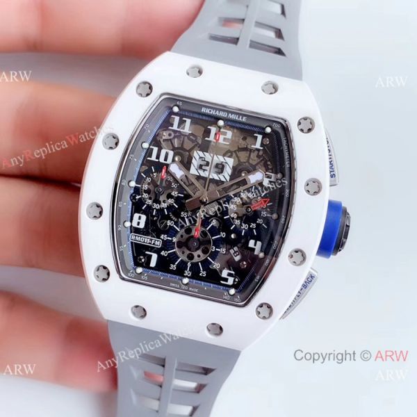 KV Factory Swiss Copy Richard Mille RM 011-FM Polo Club Saint Tropez Watch White Ceramic Gray Skeleton Dial KV Factory Swiss Copy Richard Mille RM 011-FM Polo Club Saint Tropez Watch White Ceramic Gray Skeleton Dial