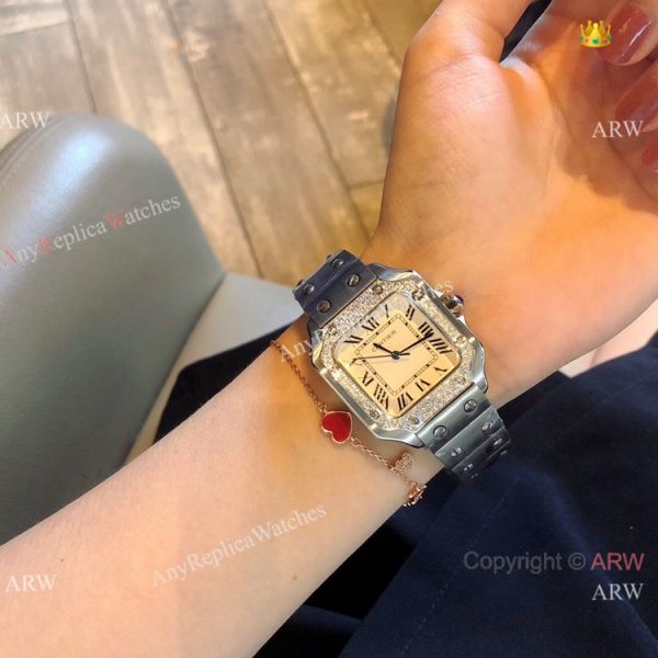 New Fake Cartier Santos 100 Diamond QUARTZ Watch Stainless Steel White Dial New Fake Cartier Santos 100 Diamond QUARTZ Watch Stainless Steel White Dial