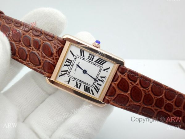 Replica Cartier Tank Solo Rose Gold Brown Leather Strap Watch 27mm Replica Cartier Tank Solo Rose Gold Brown Leather Strap Watch 27mm
