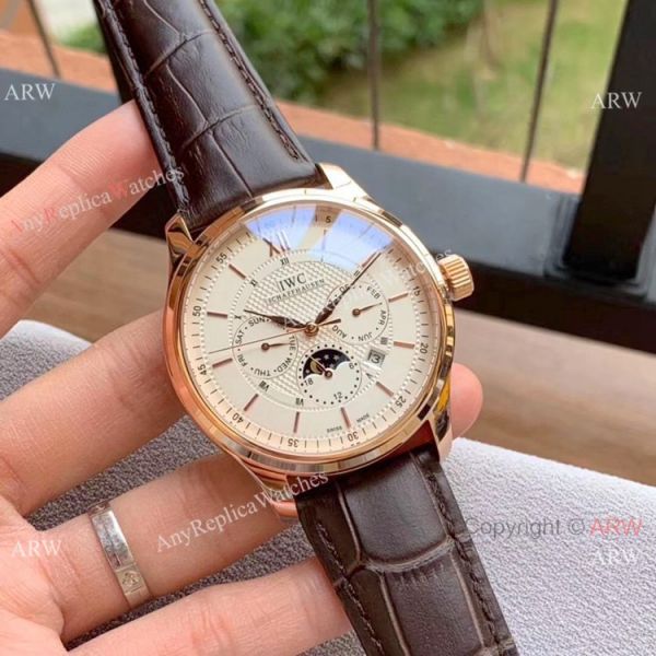 IWC Portugieser Annual Calendar Watches White Dial Black Leather Strap IWC Portugieser Annual Calendar Watches White Dial Black Leather Strap
