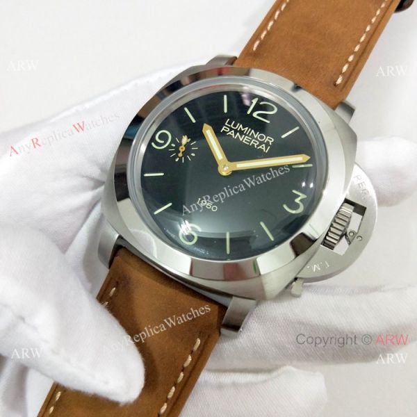 Copy Panerai Luminor PAM00127 Watch Black Dial Brown Leather Band Copy Panerai Luminor PAM00127 Watch Black Dial Brown Leather Band