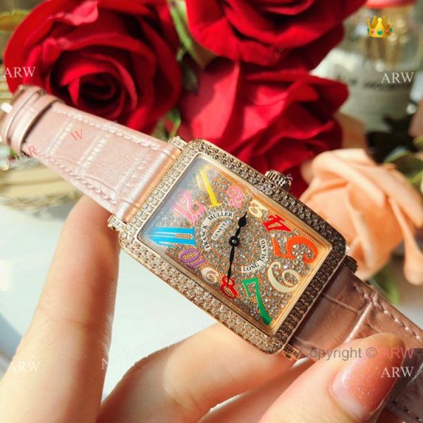 New Fake Franck Muller Long Island Color Dreams 26mm Watch Rose Gold Diamond New Fake Franck Muller Long Island Color Dreams 26mm Watch Rose Gold Diamond