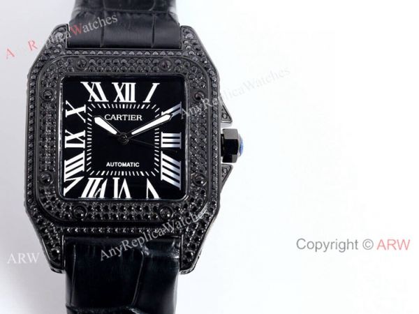AAA Copy Cartier Santos De Iced Out Brown Dial Automatic Wrist AAA Copy Cartier Santos De Iced Out Brown Dial Automatic Wrist