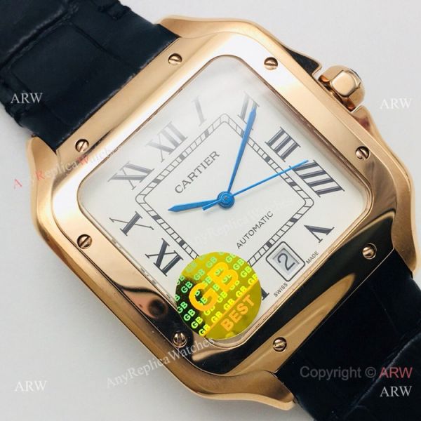 (GB) Swiss Replica Cartier Santos Rose Gold Mens Watch 9015 Movement (GB) Swiss Replica Cartier Santos Rose Gold Mens Watch 9015 Movement
