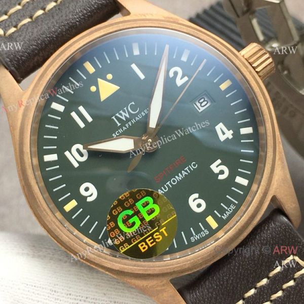 Super Clone IWC Big Pilots Spitfire Bronze Green Dial Watch Swiss 9015 Super Clone IWC Big Pilots Spitfire Bronze Green Dial Watch Swiss 9015