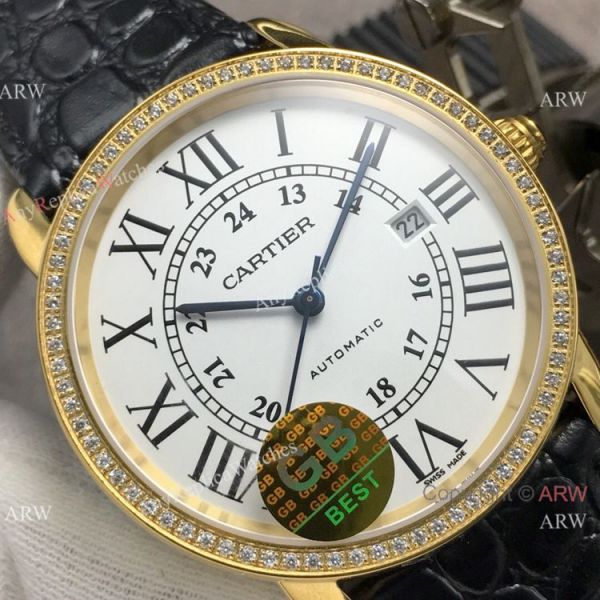 (GB)Swiss Replica Cartier Ronde Solo De Watch Gold Case Diamond Bezel (GB)Swiss Replica Cartier Ronde Solo De Watch Gold Case Diamond Bezel