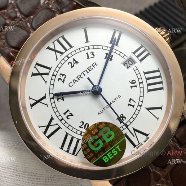 (GBF) Swiss Replica Cartier Ronde Solo De Watch Rose Gold Brown Leather Strap (GBF) Swiss Replica Cartier Ronde Solo De Watch Rose Gold Brown Leather Strap