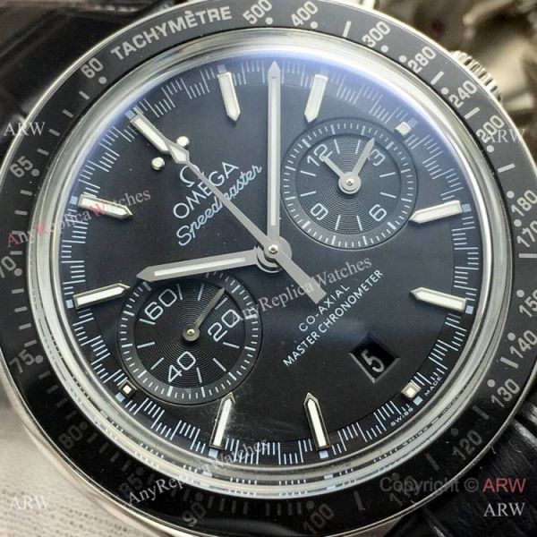 (OM) Swiss Replica Omega Speedmaster Racing Master Chronomeyer Watch Black Leather Strap (OM) Swiss Replica Omega Speedmaster Racing Master Chronomeyer Watch Black Leather Strap