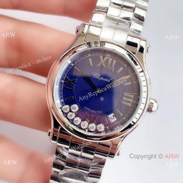 YF Swiss Replica Chopard HAPPY SPORT Ladies Watch Stainless Steel Blue Dial YF Swiss Replica Chopard HAPPY SPORT Ladies Watch Stainless Steel Blue Dial