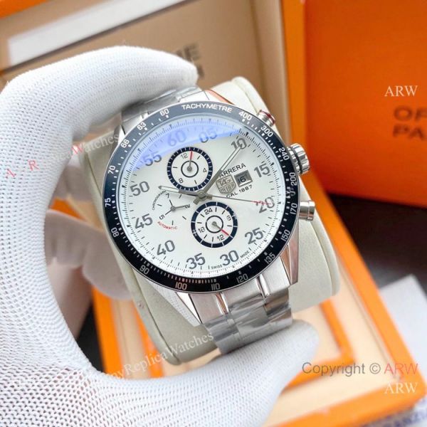 Copy Tag Heuer Carrera Cal 1887 Watch Stainless Steel White Face Copy Tag Heuer Carrera Cal 1887 Watch Stainless Steel White Face