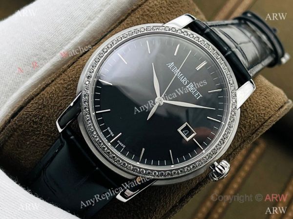 NEW! Swiss Replica Audemars Piguet Jules Audemars Watch 41mm Black Dial Diamond Bezel NEW! Swiss Replica Audemars Piguet Jules Audemars Watch 41mm Black Dial Diamond Bezel