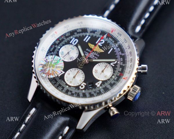Swiss Replica Breitling Old Navitimer 7750 Watch Black Leather Strap Swiss Replica Breitling Old Navitimer 7750 Watch Black Leather Strap