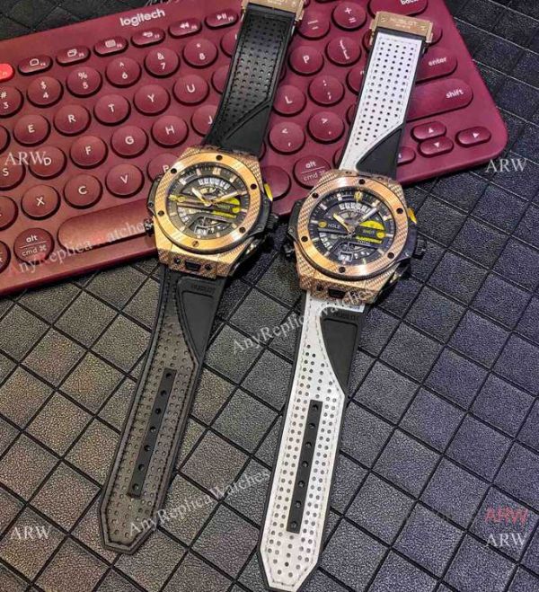 NEW Hublot Big Bang Unico Golf Replica Watch Rose Gold Gummy Strap NEW Hublot Big Bang Unico Golf Replica Watch Rose Gold Gummy Strap