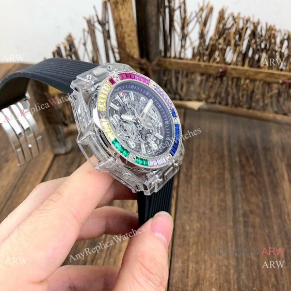 Hublot Big Bang Unico Replica Watches Rainbow Bezel Skeleton Dial Hublot Clear Watch Hublot Big Bang Unico Replica Watches Rainbow Bezel Skeleton Dial Hublot Clear Watch
