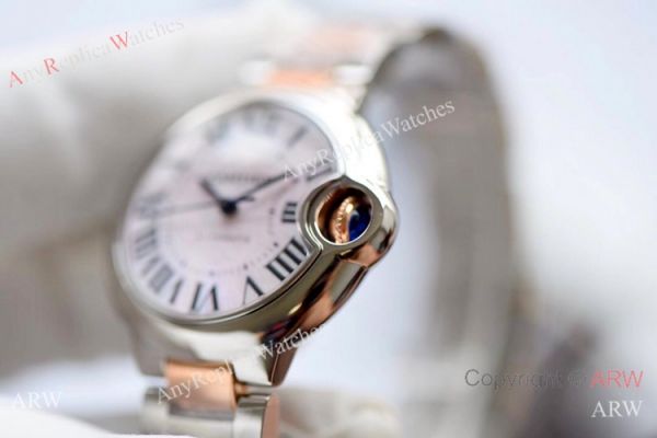 V6 Factory Swiss Replica Cartier Ballon Bleu 33mm Watch 2-Tone Rose Gold Pink Dial V6 Factory Swiss Replica Cartier Ballon Bleu 33mm Watch 2-Tone Rose Gold Pink Dial