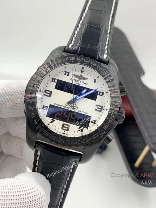Breitling Cockpit B50 Black Steel Green Leather Strap Men Watches Breitling Cockpit B50 Black Steel Green Leather Strap Men Watches
