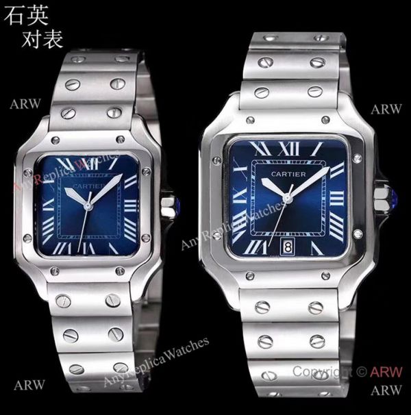 Replica Cartier Santos de Cartier Stainless Steel Black Dial Lover Watch Replica Cartier Santos de Cartier Stainless Steel Black Dial Lover Watch