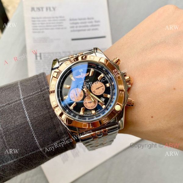 Two Tone Rose Gold Breitling Chronomat B01 Copy Watch 45mm Two Tone Rose Gold Breitling Chronomat B01 Copy Watch 45mm