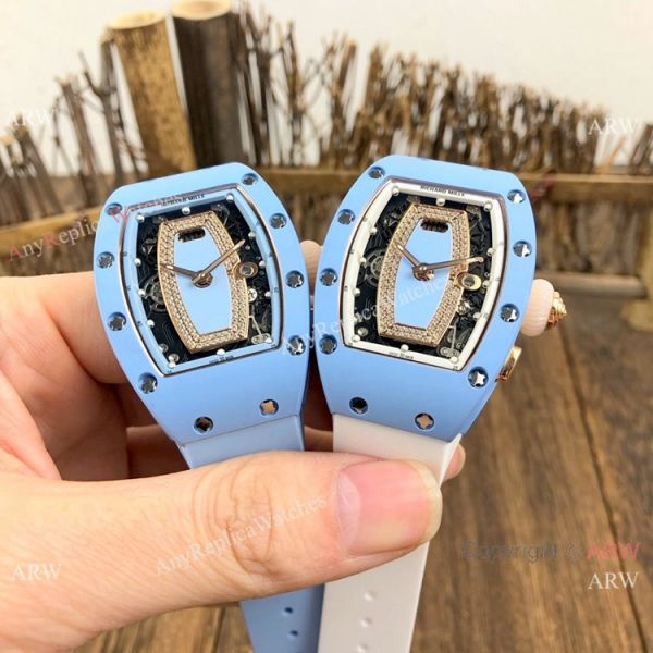 Replica Richard Mille RM037 Automatic Lady Watch Blue Ceramic Rose Gold Crown Replica Richard Mille RM037 Automatic Lady Watch Blue Ceramic Rose Gold Crown
