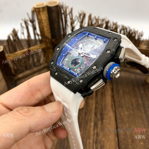 Replica Richard Mille RM11-04 Mens Watch Carbon fiber White Rubber Strap Replica Richard Mille RM11-04 Mens Watch Carbon fiber White Rubber Strap