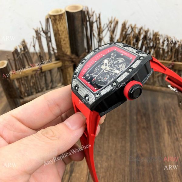 Swiss Grade 1 Richard Mille Rm055 Diamond Watch V2 version Red Rubber Strap Swiss Grade 1 Richard Mille Rm055 Diamond Watch V2 version Red Rubber Strap