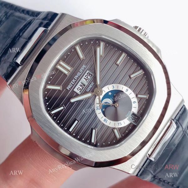 Swiss Replica Patek Philippe Nautilus Grey Dial Moonphase Watch Swiss Replica Patek Philippe Nautilus Grey Dial Moonphase Watch