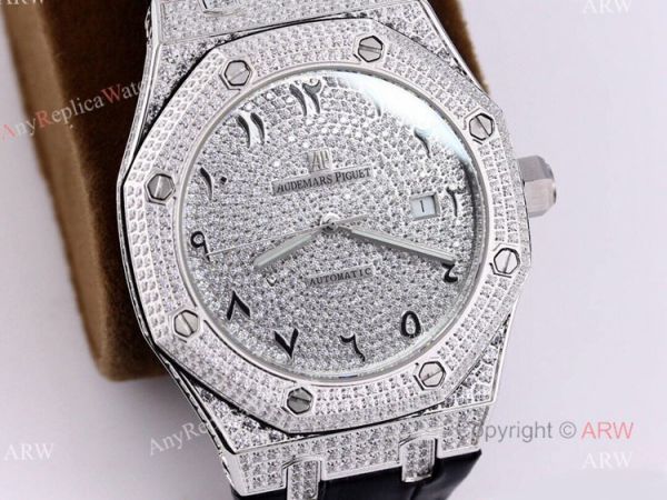 Swiss Replica Audemars Piguet Royal Oak Diamonds With Arabic Dial Automatic Watch For Men Swiss Replica Audemars Piguet Royal Oak Diamonds With Arabic Dial Automatic Watch For Men