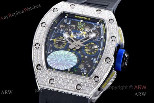 Swiss Made KV Richard Mille RM011 Felipe Massa Chronograph Diamonds Watch Replica Swiss Made KV Richard Mille RM011 Felipe Massa Chronograph Diamonds Watch Replica