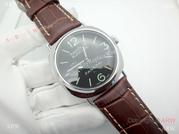 Panerai PAM183 Black Seal Watch SS Brown Leather Strap Panerai PAM183 Black Seal Watch SS Brown Leather Strap