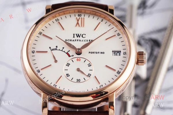 Swiss Replica IWC Schaffhausen Portofino 8 Days Power Reserve Rose Gold White Dial Watch Swiss Replica IWC Schaffhausen Portofino 8 Days Power Reserve Rose Gold White Dial Watch